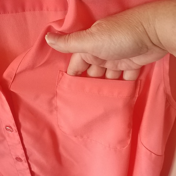 Penningtons Peach Button Up Blouse 2X - Picture 3 of 8
